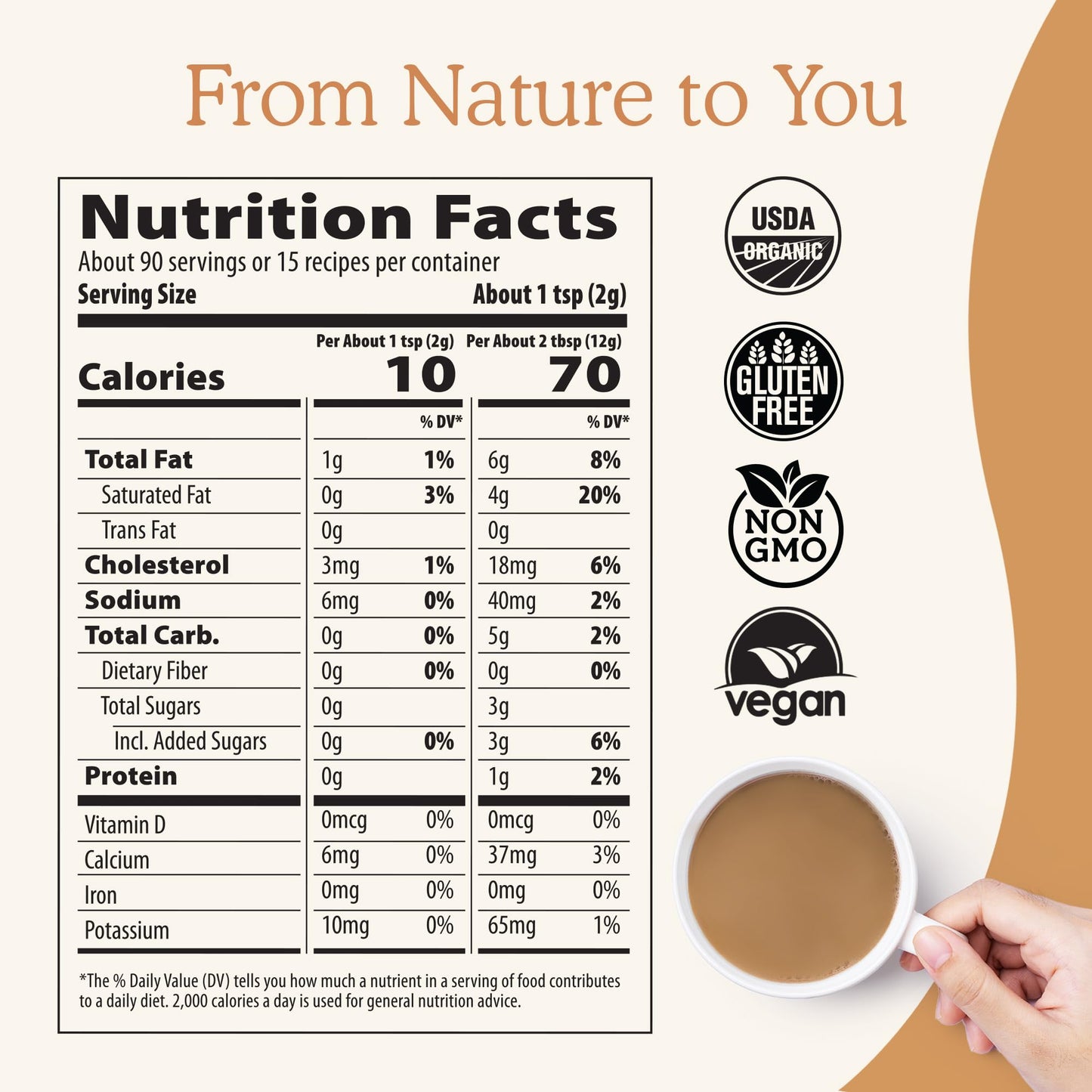 Real Mushrooms Functional Coconut Creamer with Reishi, Lucuma & Ceylon Cinnamon – Organic, Dairy-Free – Vegan Coffee Creamer for Smoothies & Drinks – 90 Servings Organic Cream Coconut Powder
