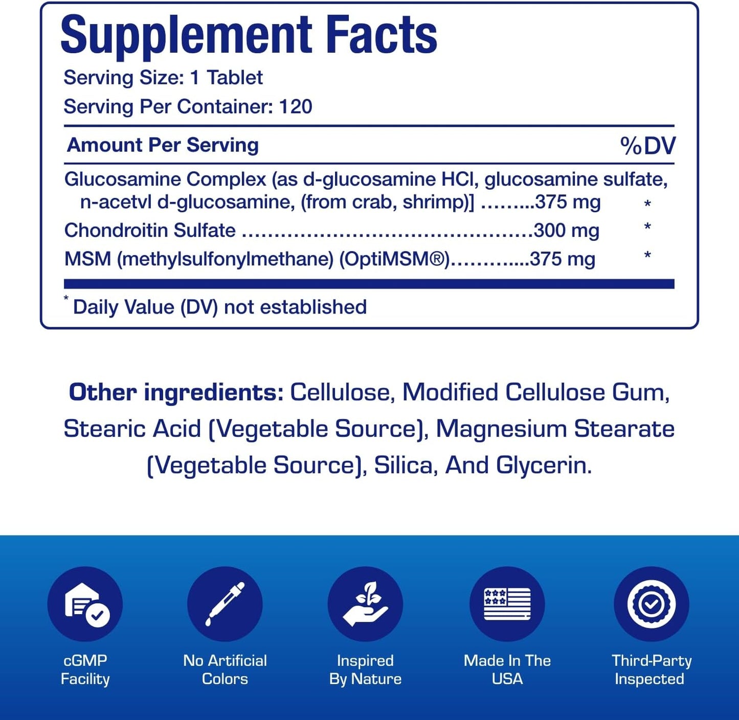 High Absorption Glucosamine Chondroitin MSM - Clinical Formula Bone Joint Tendon and Ligament Supplement with MSM Glucosamine Chondroitin - Non-GMO Gluten Free & Made in The USA - 120 Servings