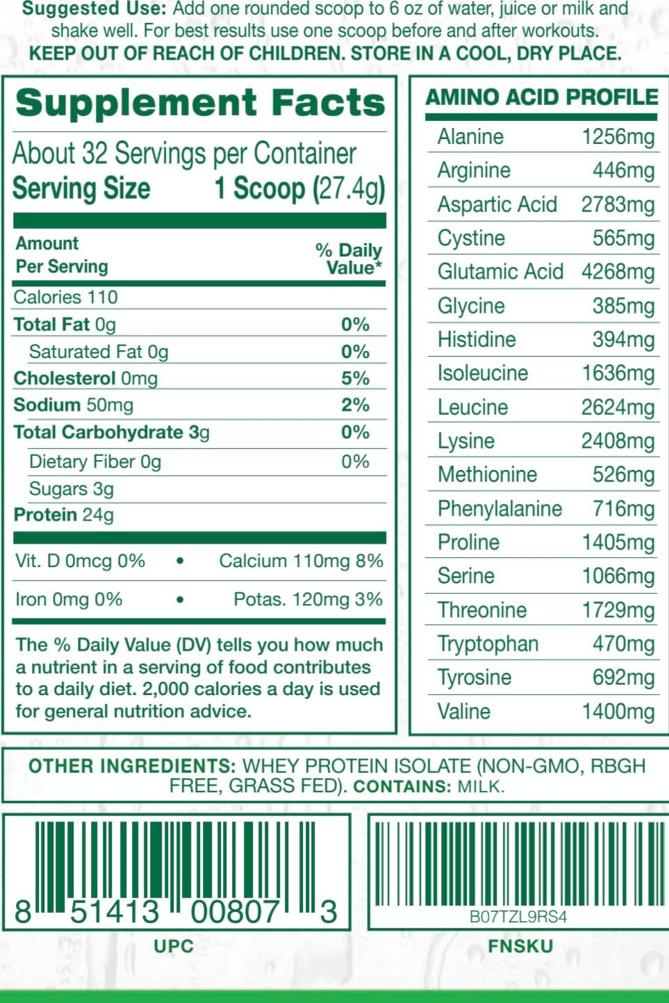 Pure Label Nutrition 100% Grass Fed Whey Protein Isolate Unflavored-Keto-Low Carb