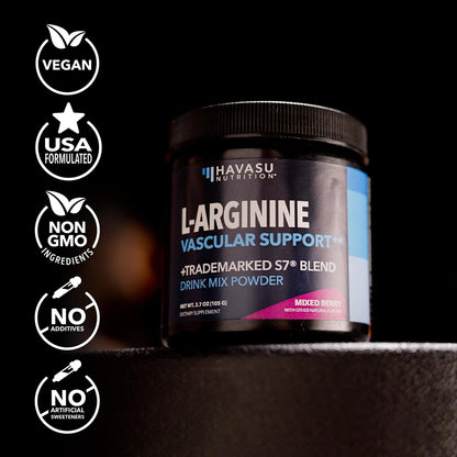 L-Arginine with L-Citrulline Powder, Nitric Oxide Supplement, Mixed Berry | Vegan, Non-GMO Pre and Post Workout Support Powder for Endurance & Recovery, L-Arginine, L-Citrulline, Beet-Root, 30 Servings