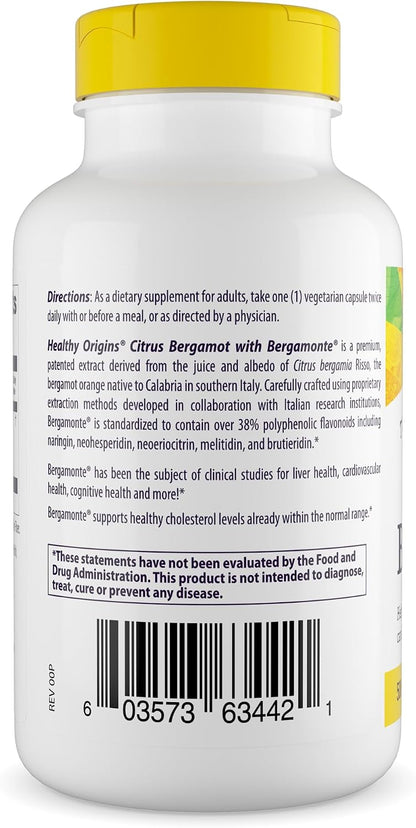 Healthy Origins Citrus Bergamot Bergamonte 500 mg, 120 Veggie Caps
