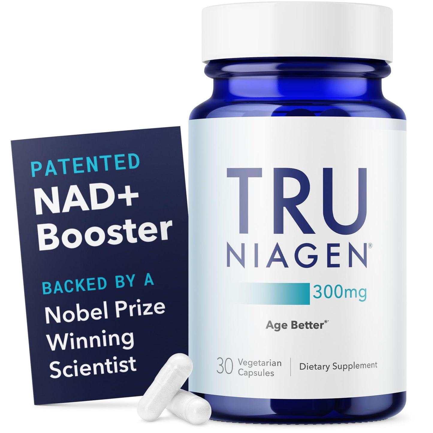 TRU NIAGEN Patented NAD+ Supplement, 300mg Niagen, 30 Servings | Nicotinamide Riboside (NR) Take 1 Daily | 1 Bottle