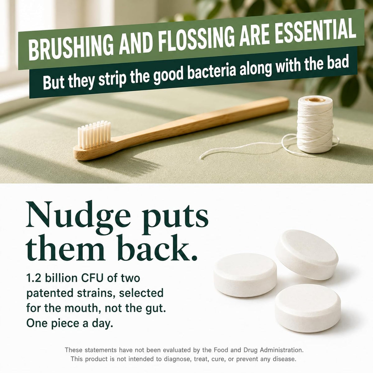 Nudge 10% Nano Hydroxyapatite Toothpaste 4.5 oz + Oral Probiotic Gum, 24 ct