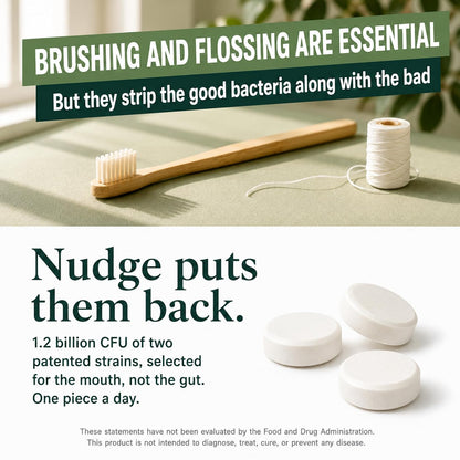 Nudge 10% Nano Hydroxyapatite Toothpaste 4.5 oz + Oral Probiotic Gum, 24 ct