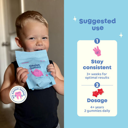 Genius Focus Gummies - Kids Focus Gummies for Increased Attention Natural Herbal