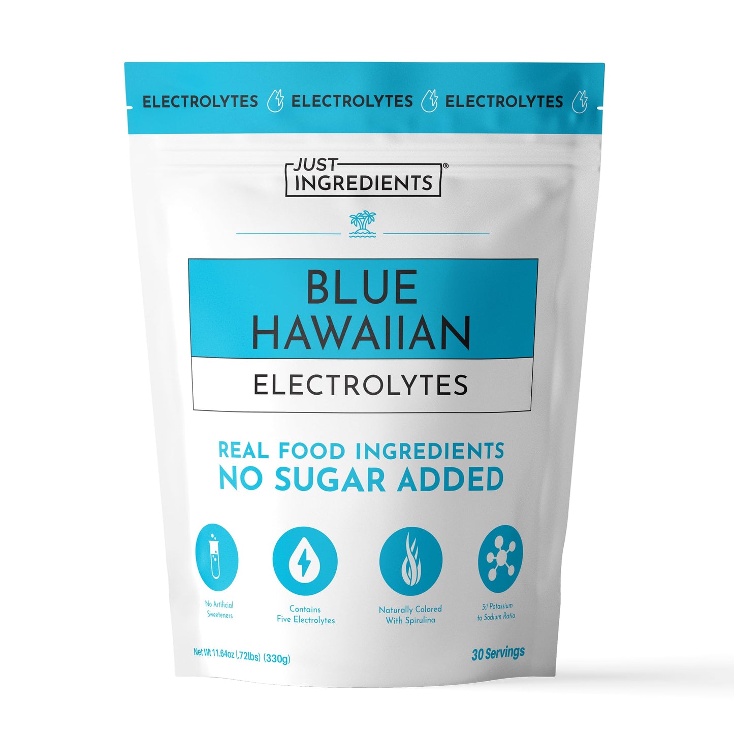Blue Hawaiian Electrolytes Drink Mix | 30 Servings | Organic Coconut Water, Spirulina & 5 Key Electrolytes