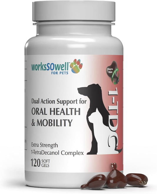 1TDC WorksSoWell Dual Action Hip and Joint Supplement for Dogs & Cats - for Large & Small Breed - Great for Oral Health, Stamina Recovery & Arthritis Pain Relief -120 ct