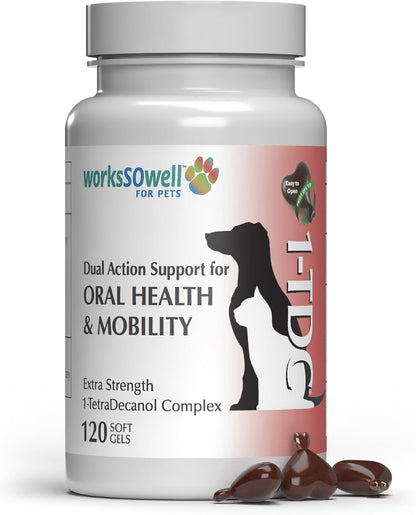1TDC WorksSoWell Dual Action Hip and Joint Supplement for Dogs & Cats - for Large & Small Breed - Great for Oral Health, Stamina Recovery & Arthritis Pain Relief -120 ct | Joint Mobility, Vet Recommended, Gum Health & Pain Relief for Dogs & Cats, Beef Tal