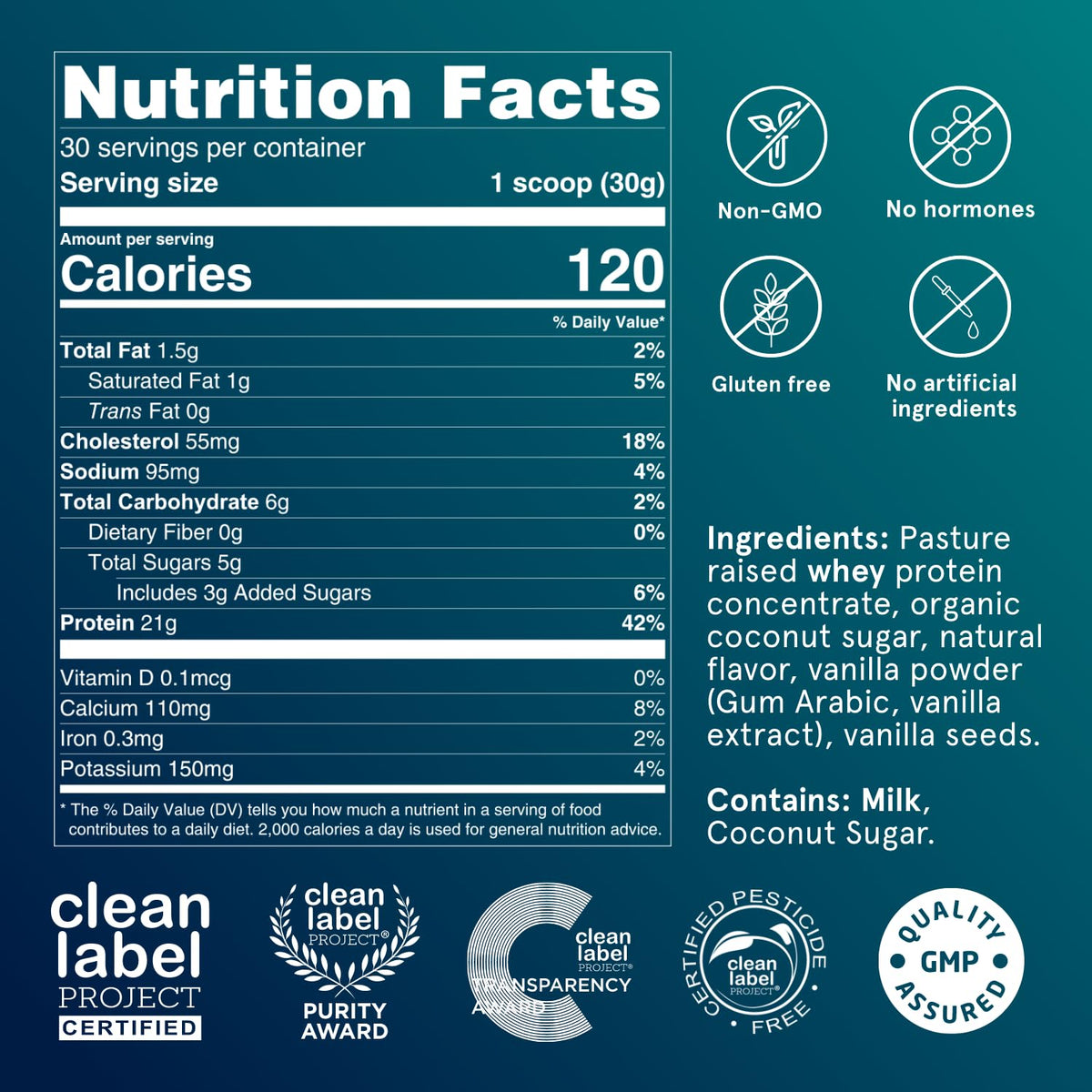 Puori Whey Protein Powder - Bourbon Vanilla - PW1 Pasture Raised, Grass-Fed & Non-GMO