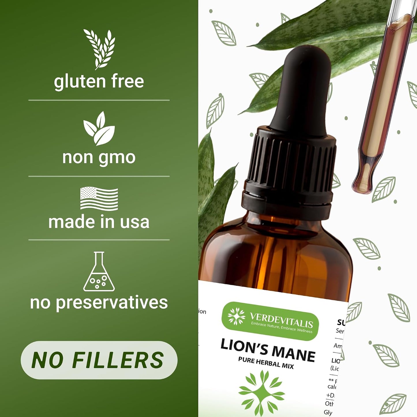 Lion's Mane Extract - Daily Mushroom Supplement for Memory, Focus & Clarity - Brain Booster- Mushroom Drops for Brain Health Support -Made in USA- 2 Fl Oz