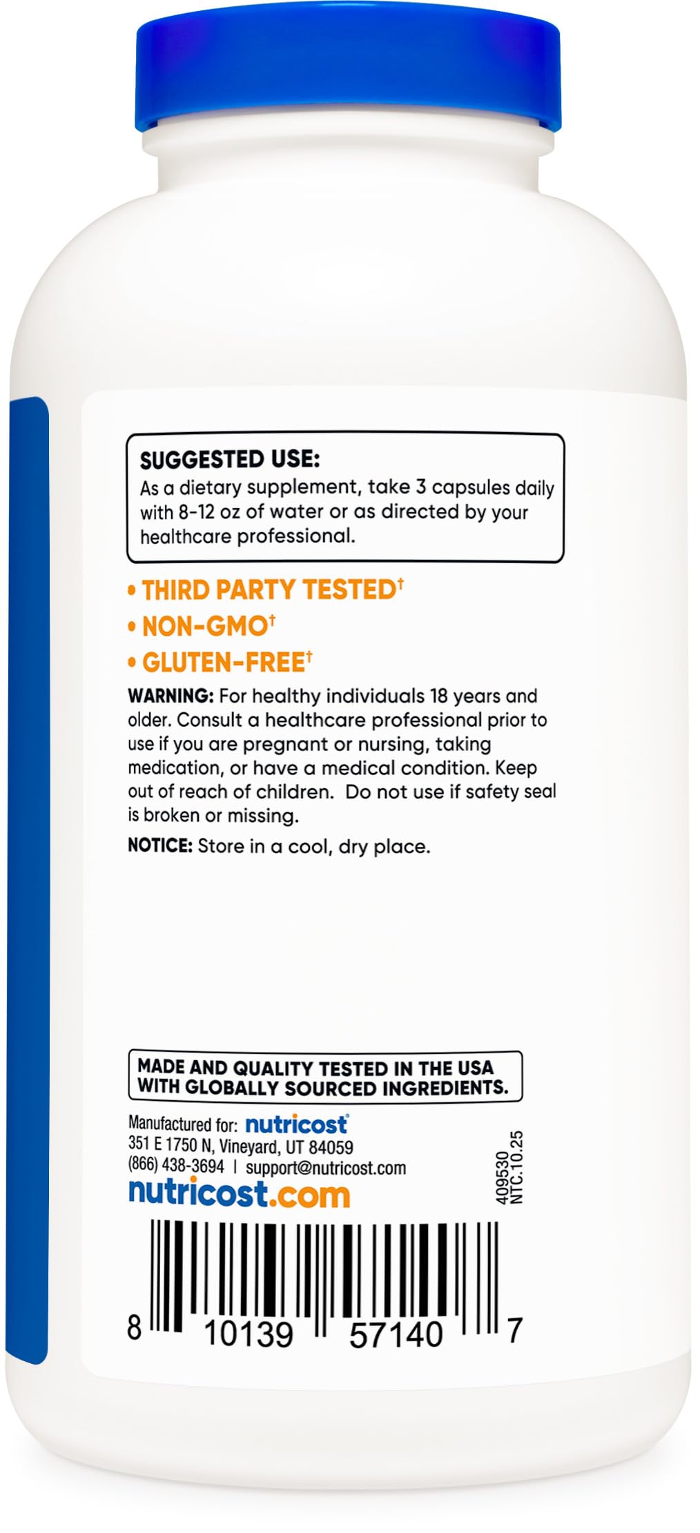 Nutricost Magnesium Glycinate Capsules, 180 Capsules, 210mg | Gentle Absorption, Magnesium Glycinate Supplement
