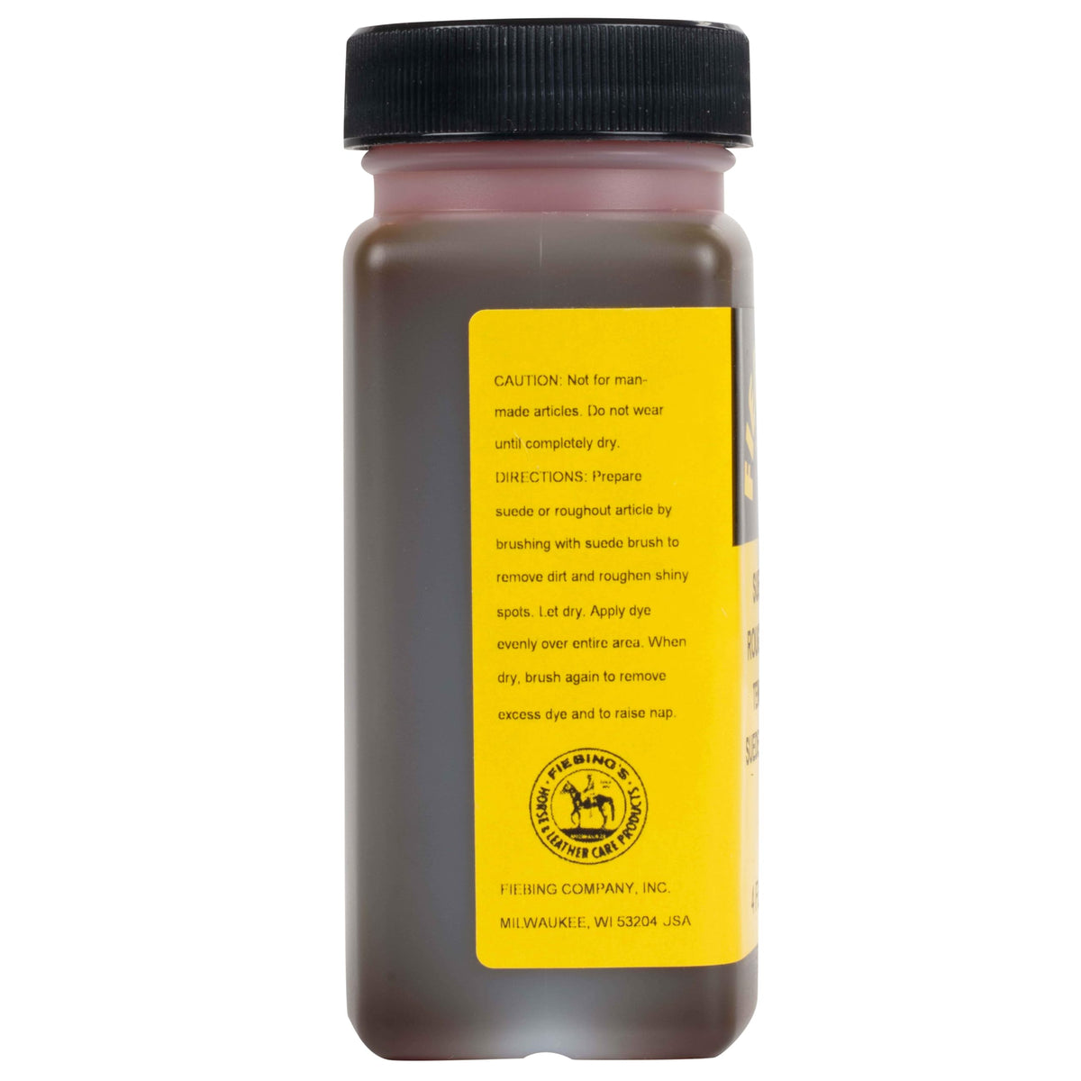 Fiebing's Black Suede Dye (4 oz) - Recolor, Brighten & Restore Suede & Roughout Leather Shoes, Furniture, Purse - Includes Wool Dauber for Easy Application - Flexible When Dry, Won't Crack or Peel