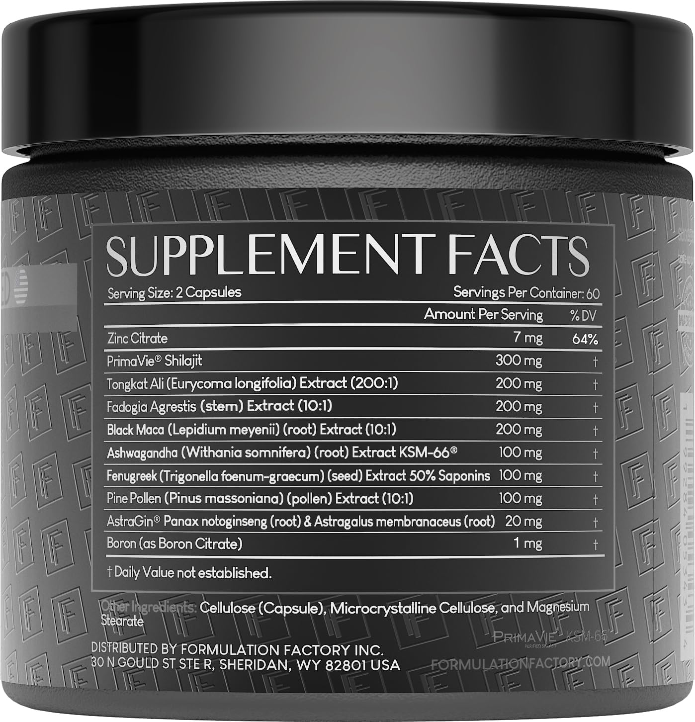 Formulation Factory Self Obsessed 10-in-1 Natural Testosterone Booster for Men, Testosterone Supplement for Men with Shilajit, Tongkat Ali, Fadogia Agrestis, 120 Capsules, 2 Month Supply