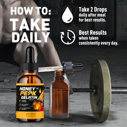 Honey Peak Gelatin Drops for Men, Natural Supplement 1-Pack, 30 Servings