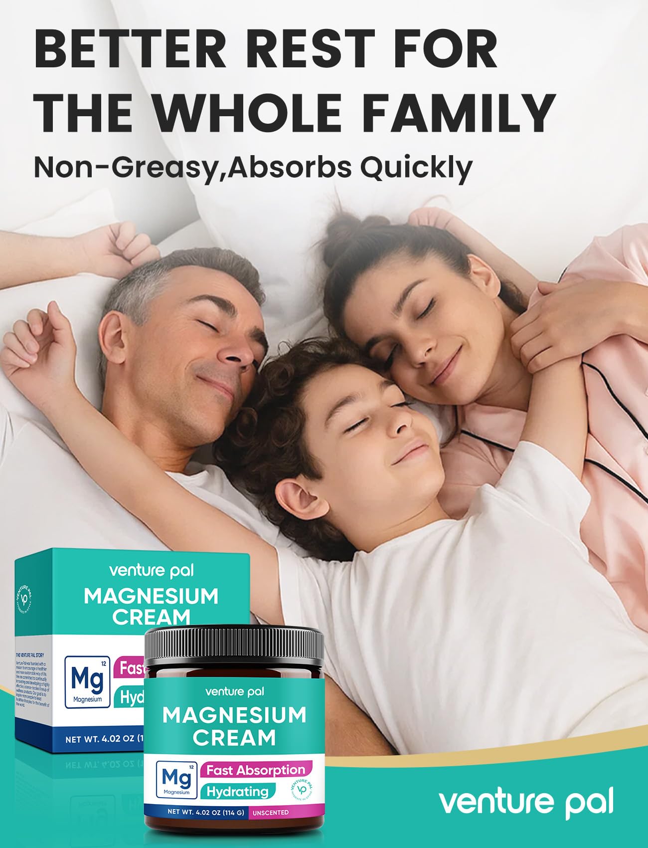 Venture Pal Topical Magnesium Cream, Highly Concentrated Magnesium Lotion | Fast-Absorbing Magnesium Moisturizing Cream with Coconut Oil, Shea Butter & Hyaluronic Acid; Suitable for Kids