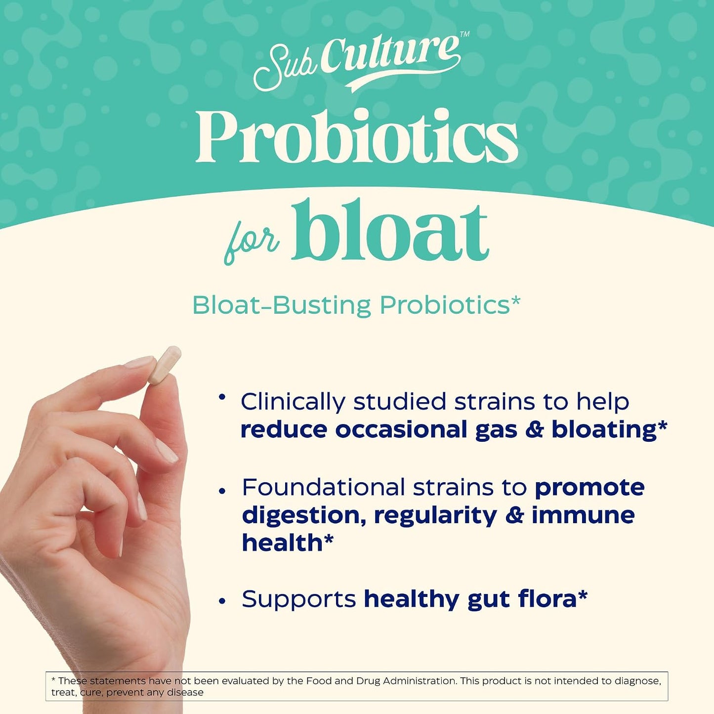 Enzymedica SubCulture Probiotic for Bloat & Digestive Health - Probiotic Supplement Capsules for Women & Men, 50 Billion CFU, Gut Health Support for Adults, Helps Occasional Gas & Bloating - 30 Caps