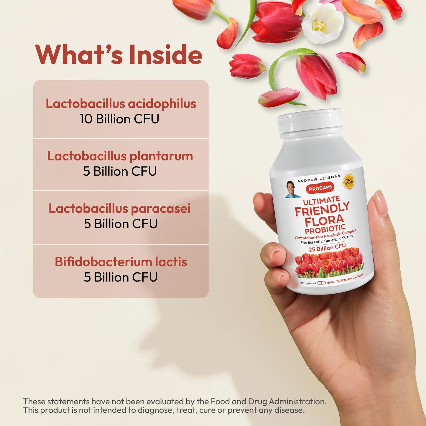 Andrew Lessman ProCaps Probiotic 25 Billion CFU 60 Capsules for Women & Men | Shelf-stable 25 Billion CFU. Four probiotic strains. No refrigeration required. Supports digestive & immune health.