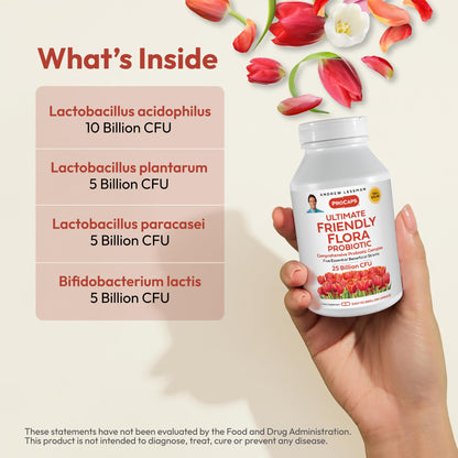 Andrew Lessman ProCaps Probiotic 25 Billion CFU 60 Capsules for Women & Men | Shelf-stable 25 Billion CFU. Four probiotic strains. No refrigeration required. Supports digestive & immune health.
