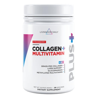 Livingood Daily Collagen Powder for Women and Men, Vanilla, Grass Fed Protein, Hydrolyzed Collagen Peptides with Vitamin C & Multi Vitamins for Hair, Skin, Nail & Gut Health, Gluten Free, 30 Servings