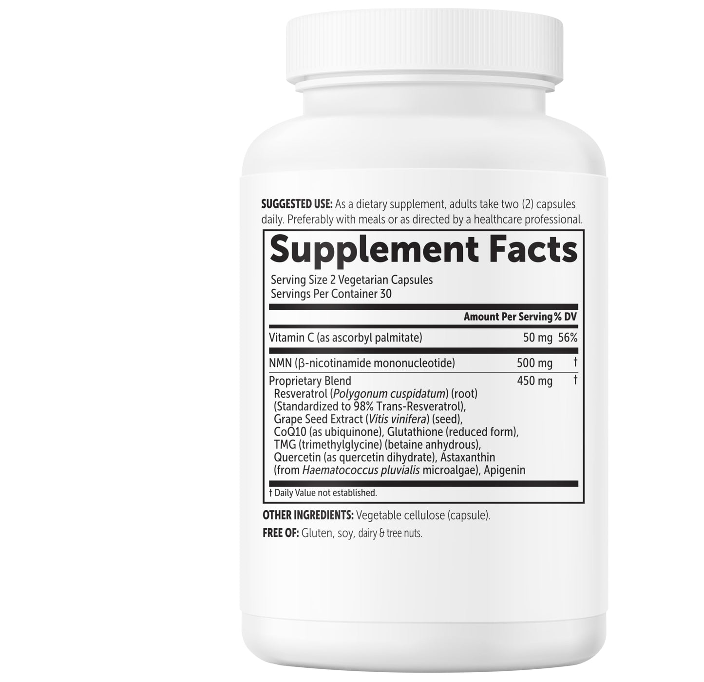 Micro Ingredients NMN Complex 1000mg Per Serving, 120 Veggie Capsules | 10-in-1 with Nicotinamide Mononucleotide, Resveratrol, CoQ10, Quercetin & Glutathione | NAD+ Supplement Precursor | Filler Free