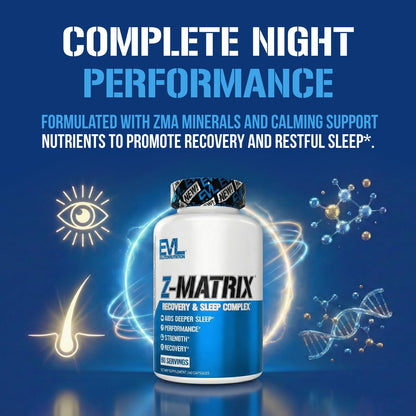 EVL Post Workout Recovery Supplement - Magnesium and Zinc - ZMatrix Zinc Magnesium Aspartate Muscle Recovery Supplement for Sleep Support and Muscle Health