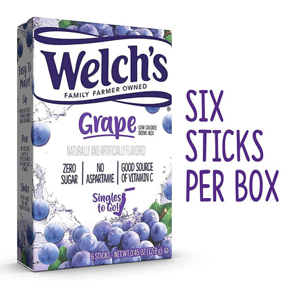 Welch's Grape Singles To Go Sugar Free Drink Mix - 0.45 oz, Pack of 4