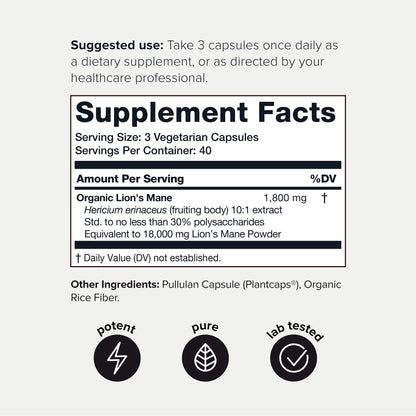 Toniiq 18,000mg 10x Concentrated Ultra High Strength Extract - Made with Organic Lions