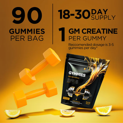 GYMMIES Creatine Monohydrate Gummies - Muscle Growth, Performance, Endurance