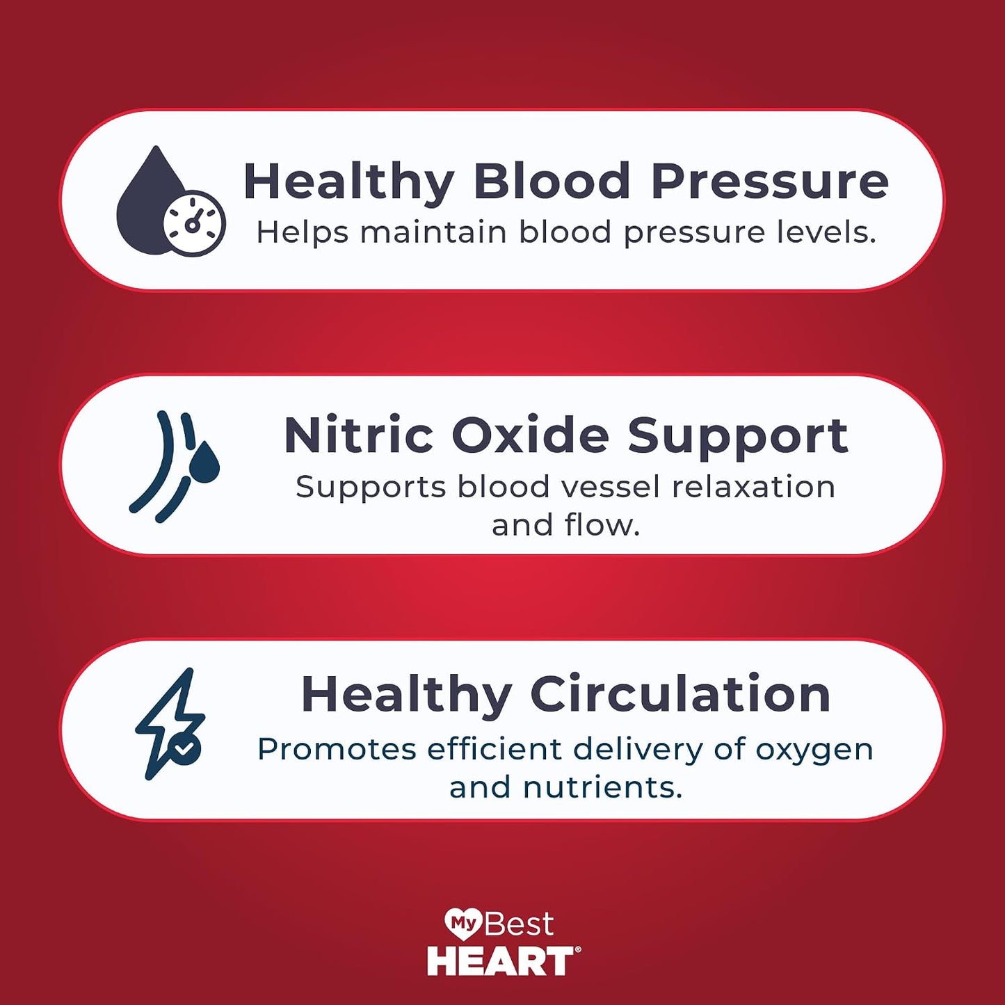 MyBestHeart Blood Pressure Support Supplement for Men & Women - 90 Capsules | Full Results in 60-90 Days - 8 US Patents - Cardiologist Developed - Red Spinach, Potassium Nitrates, Iron & Nitric Oxide