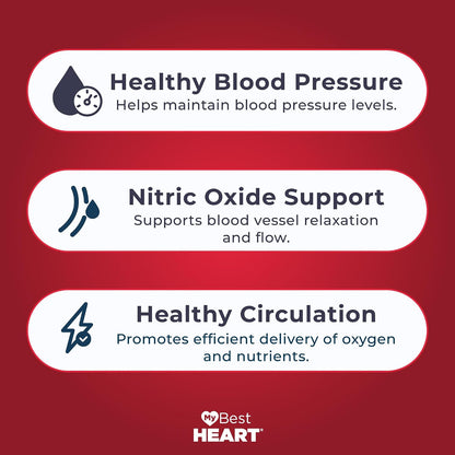 MyBestHeart Blood Pressure Support Supplement for Men & Women - 90 Capsules | Full Results in 60-90 Days - 8 US Patents - Cardiologist Developed - Red Spinach, Potassium Nitrates, Iron & Nitric Oxide