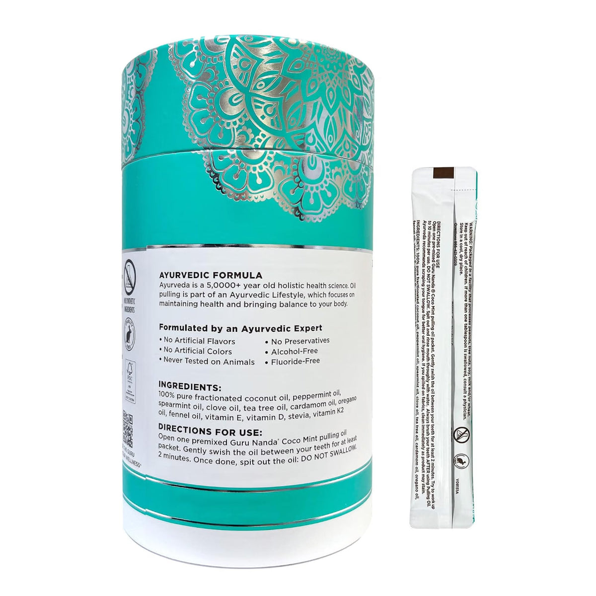 GuruNanda Coconut Oil Pulling Travel Mouthwash-7 Sachets, Travel Essentials