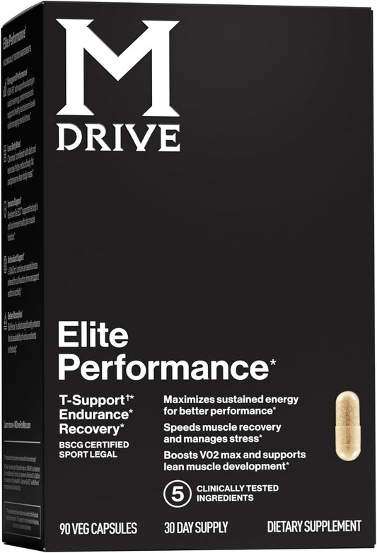 Mdrive Elite Testosterone Booster & Performance Support for Men, 90ct | Supports Immune Health, Energy, VO2Max, Recovery, Stress Relief, Lean Muscle, KSM-66 Ashwagandha, DIM, Fenugreek