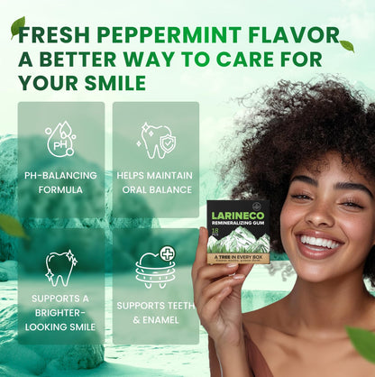 Larineco Remineralizing Gum with Nano Hydroxyapatite & Xylitol – Sugar-Free Xylitol Gum – Plastic-Free, Dye-Free, Aspartame-Free – Natural Base – 36 Pieces, Mastic Mint