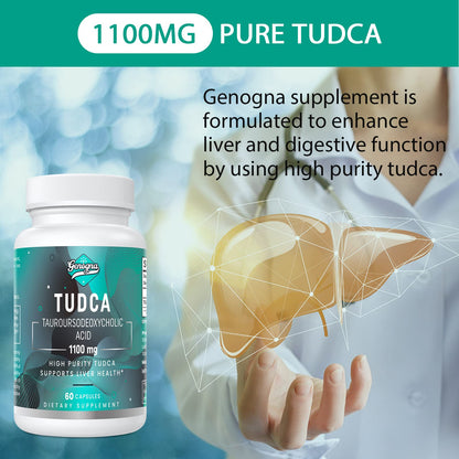 Genogna TUDCA 1100mg-Liver Support Supplement for Detox Cleanse, Water-Soluble Bile