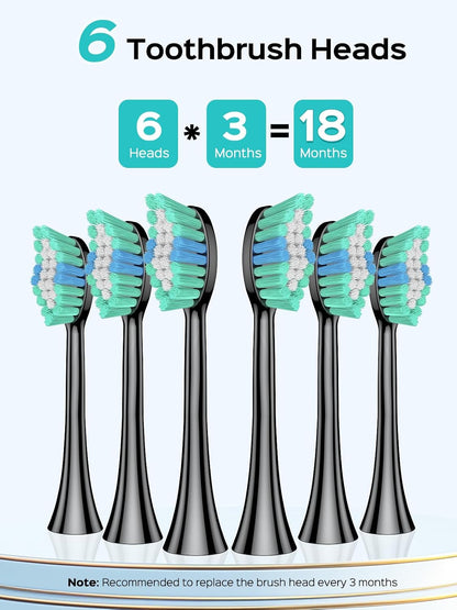 COSLUS C40 Sonic Electric Toothbrush for Adults & Family, Black, 1PC