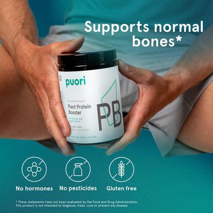 Puori Vegan Protein Powder, Unflavored - Plant-Based Protein Powder with Pea Protein, Algae Calcium - Workout Supplement for Sustained Energy, Bone Health, Muscle Recovery & Growth - 25 Servings