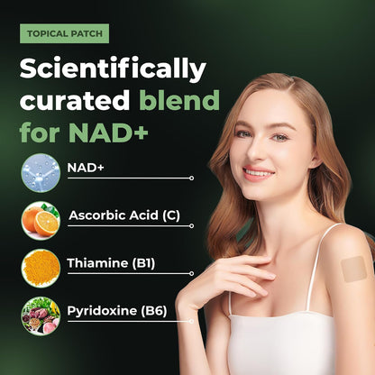NAD Patches for Women & Men | NAD+ Patch for Energy & Healthy Aging | With CoQ10 & Nicotinamide, 60 Day Supply