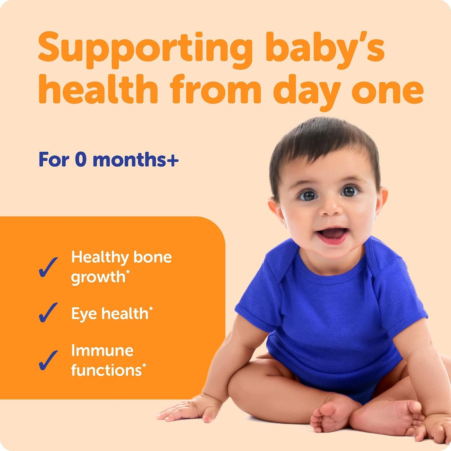 Ddrops® Baby Organic Liquid Vitamins A&D Drops for Infants, 60 Drops. Supports Babies’ Eye Health, Bone Development and Immune Function. Certified Organic, Non-GMOs, Allergy-Friendly
