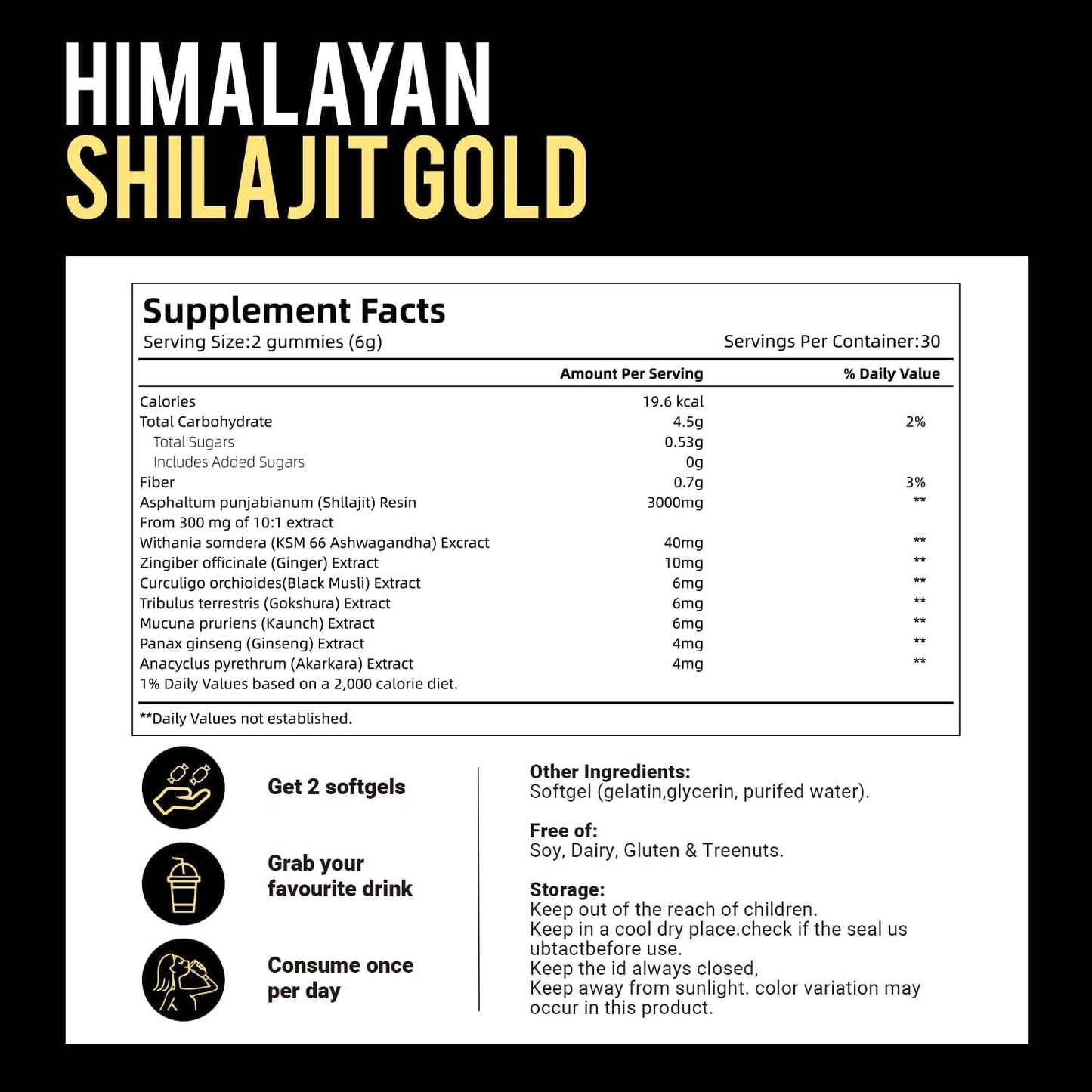 VivoNu Shilajit* Gummies,Pure Himalayan* micronutrient Supplement, Himalayan Premium Ingredient with Shilajit, Ashwagandha, Gokshura, Fulvic Acid & 85+ Trace Minerals I for Men & Women (4000MG/1 Bag)