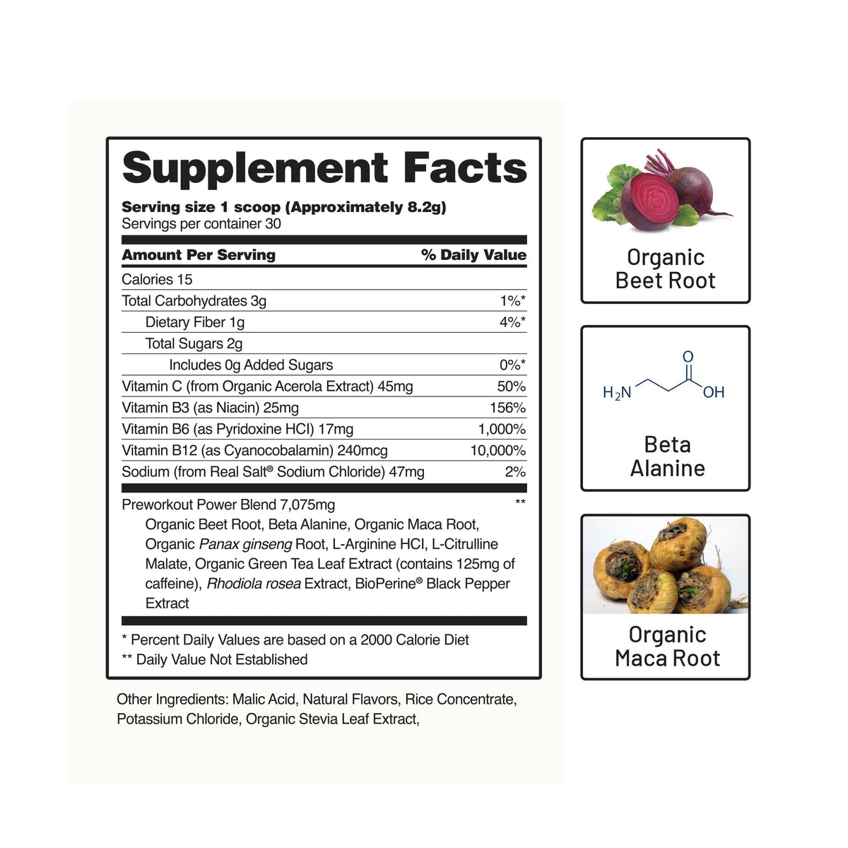 Snap Supplements Preworkout Beet Root Powder, Nitric Oxide Pre Workout with Organic