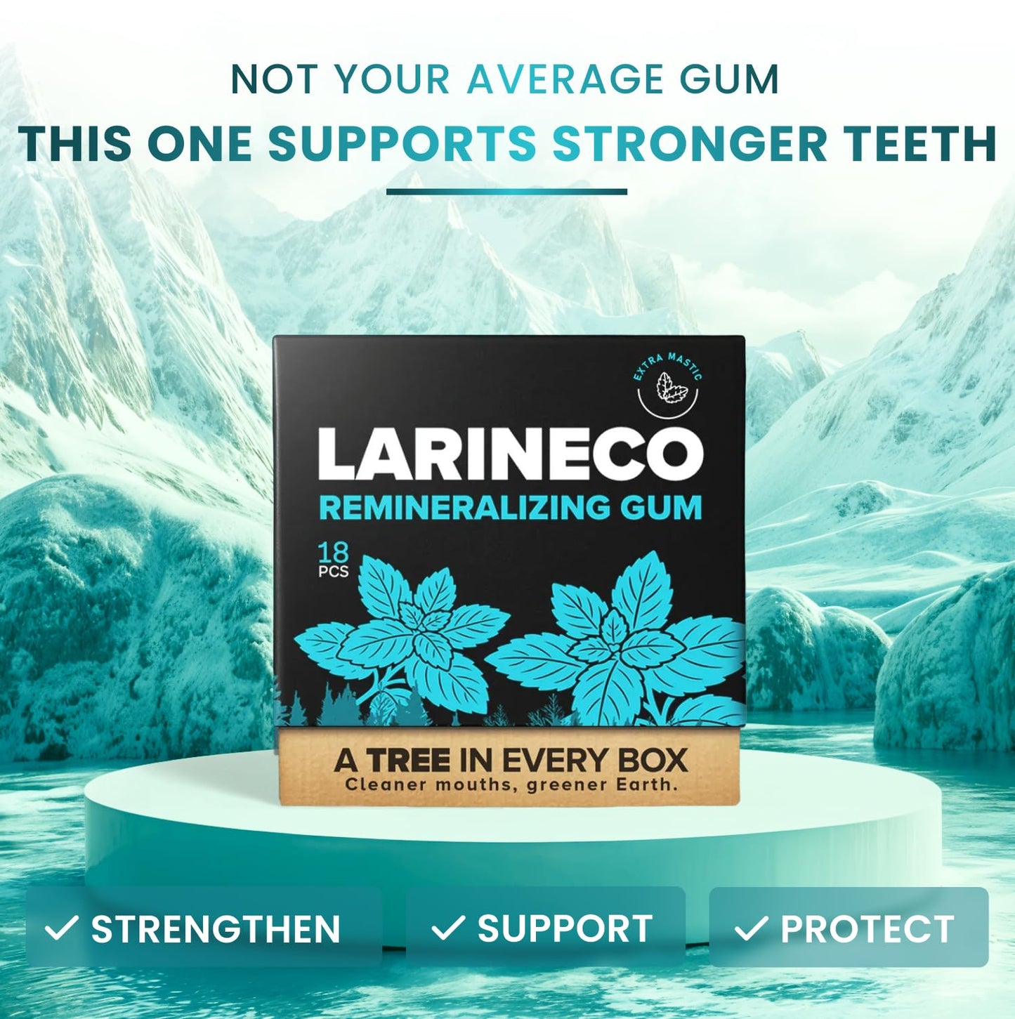 Larineco Remineralizing Gum with Nano Hydroxyapatite & Xylitol – Sugar-Free Xylitol Gum – Plastic-Free, Dye-Free, Aspartame-Free – Natural Base – 36 Pieces, Mastic Mint
