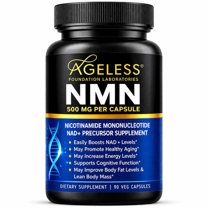 NMN Supplement 500mg For Women & Men 90 Capsules, Supports skin health | 99% Pure Nicotinamide Mononucleotide, NAD Boost for Healthy Aging & Cellular Energy, Longevity Support, Non-GMO Vegan