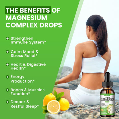 Magnesium Citrate Liquid Magnesium Drops Supplement 500mg-Support Stress Relief, Bone, Muscle, Mood, Sleep-2 Fl Oz, Vegan, Pineapple Flavor