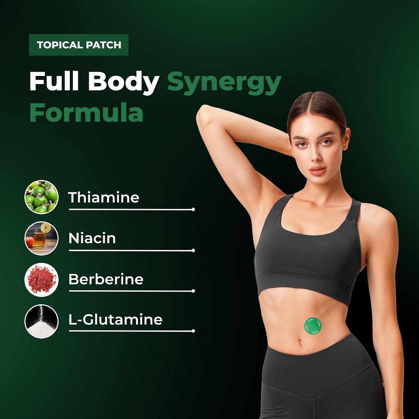 VIORY Berberine Patches | Berberine Patch with L-Glutamine | With L-Glutamine, Garcinia Cambogia, Resveratrol For Women & Men, 60 Days Supply