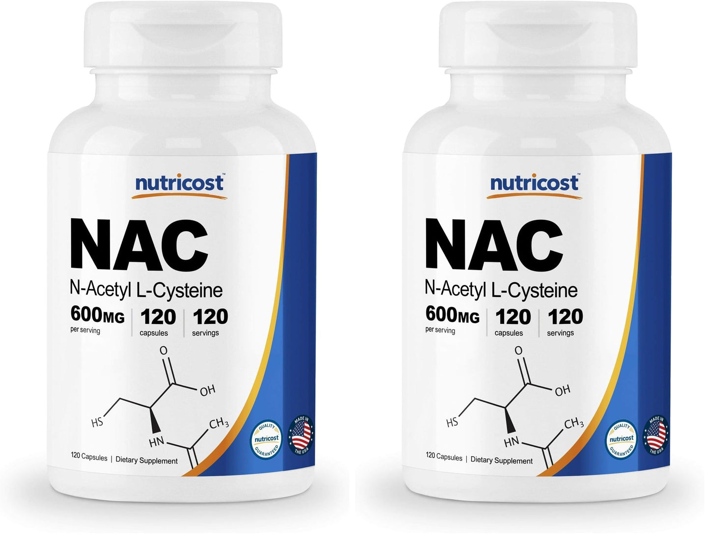 Nutricost N-Acetyl L-Cysteine (NAC) 600mg, 180 Capsules | GMO-Free And Gluten Free