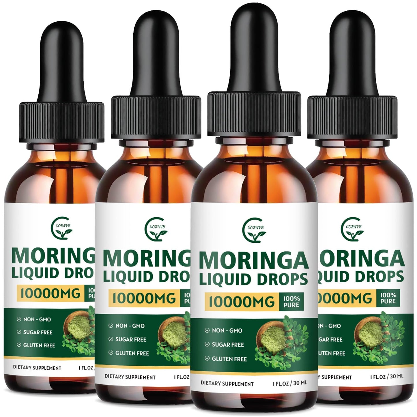 (2 Pack) Organic Moringa Liquid Drops, Moringa Supplement with Turmeric, Black Pepper, Grape Seed Extract, Pure Moringa Oleifera Leaf Extract for Skin, Gut, Immune Support, More Potency Than Powder