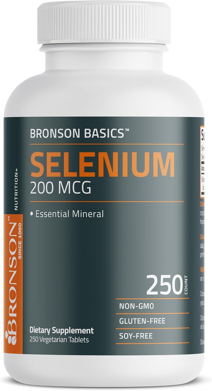 Bronson Selenium 200 mcg Immune & Antioxidant Support Essential Mineral, 250 Vegetarian Tablets