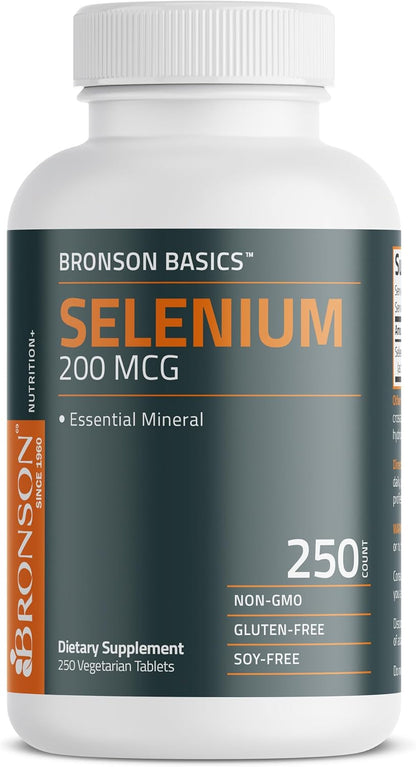 Bronson Selenium 200 mcg Immune & Antioxidant Support Essential Mineral, 250 Vegetarian Tablets