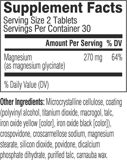 Swisse Magnesium Glycinate 270mg Per Serving, High Absorption Magnesium Glycinate Supplement, Supports Stress Relief, Muscle Relaxation & Bone Health, Gentle on Stomach, 60 Tablets
