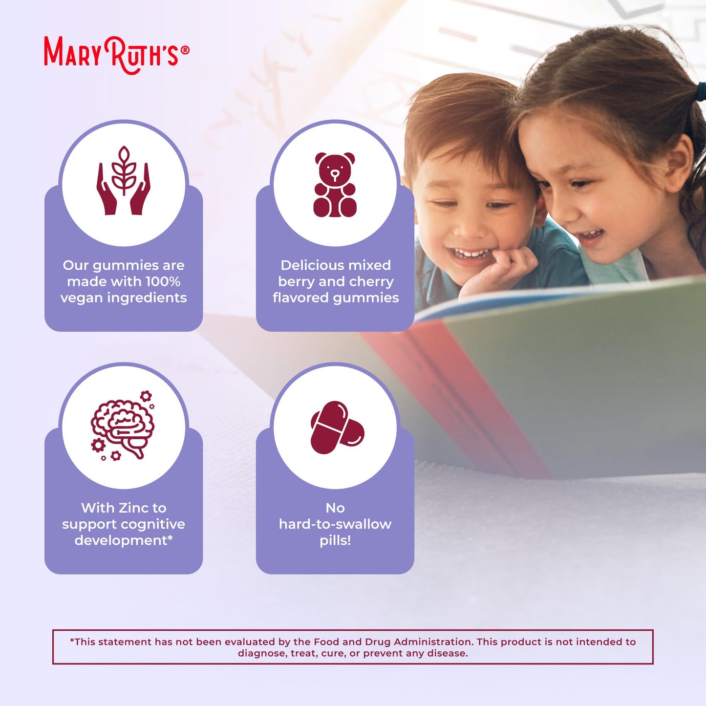 MARYRUTH'S Kids Vitamins | Multi | 1 Month Supply | Multivitamin Gummies for Ages 4+ | Multivitamin for Kids | Vegan | Only 2 Gummies a Day | 60 Count